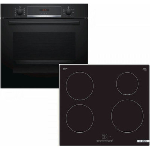Εντοιχιζόμενο σετ Bosch HBA534EB0 + PUE611BB5E Φούρνος άνω Πάγκου 71lt με Επαγωγικές Εστίες Μαύρο